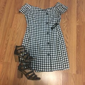 Lulus gingham off the shoulder dress